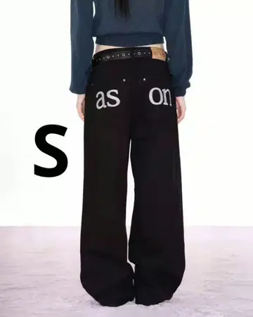 as''on ason 블랙 스트레이트 데님 팬츠