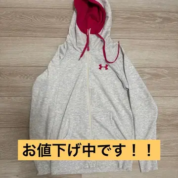 언더아머 풀 집업 후드티 그레이/핑크