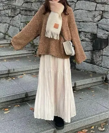 hinari 빈티지 새틴 와셔 스커트 아이보리 S