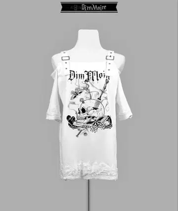 DimMoire Dig in Skull 오프숄더 T 지뢰계 티셔츠
