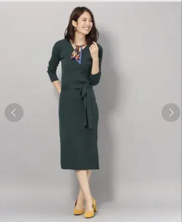안데뮤 리브 니트 원피스 그린