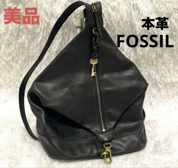 새상품급 FOSSIL 천연 가죽 가죽 2WAY 백팩 숄더백 블랙