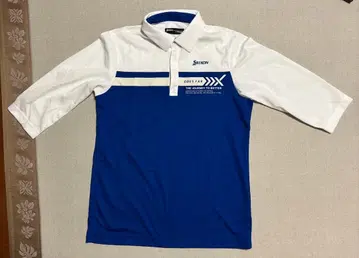 Srixon 7부 소매 피케 셔츠 블루 화이트