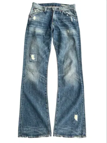 boro faded long flare jeans