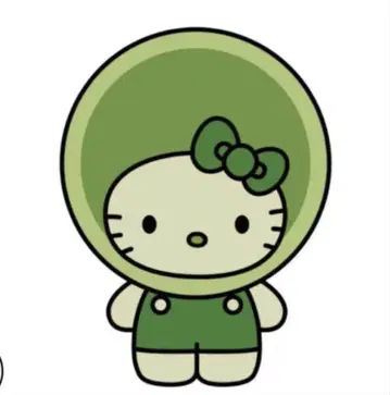 클로렐라 일본관 헬로키티 핑 배지 만박 해조 키티 산리오