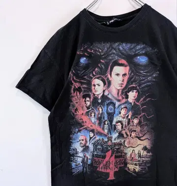 US 구제 의류 기묘한 이야기 반팔 T셔츠 Netflix 드라마 블랙