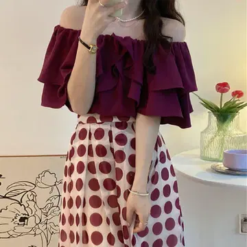 도트 플레어 스커트