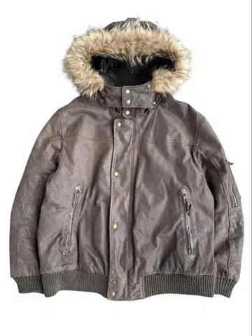 fur hooded real leather bomber jacket