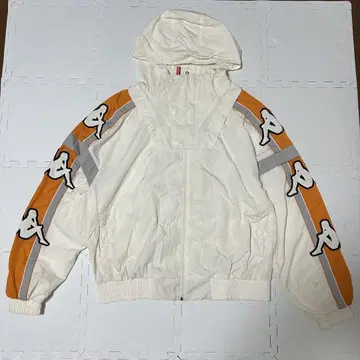 Kappa 후드 부착 나일론 자켓 M 사이즈 Y2K 크롭 화이트