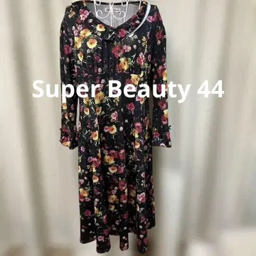 슈퍼뷰티 SuperBeauty 블랙 플라워 프린트 긴팔 드레스