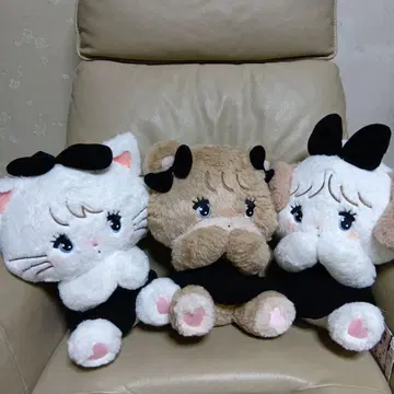 고양이와 곰과 개의 봉제 인형 세트