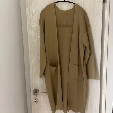 베이지 니트 롱 가디건