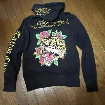 Ed Hardy 풀 집업 후드티 호랑이와 장미