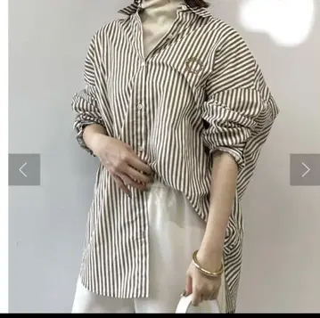 Lounge dress 자수 스트라이프 셔츠