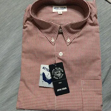 SINA COVA 빨간색 체크 버튼 다운 셔츠 L