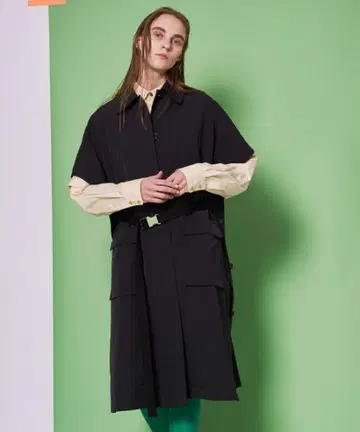 maison special 사이드 슬릿 오버 케이프 코트