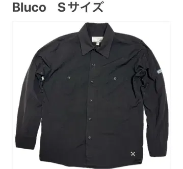 부루코 워크 셔츠 S 긴팔 Bluco 블랙 셔츠 고양이 눈 버튼 자수