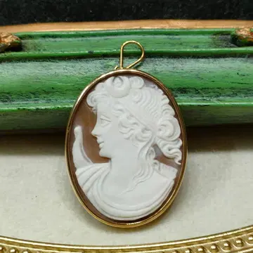 2AB76 카메오 585 각인 브로치 펜던트 탑