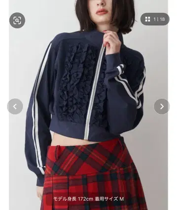 jouetie [Web 한정판] 프릴 트랙 자켓 네이비