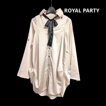 ROYAL PARTY 리본 포함 긴팔 셔츠 핑크 리본 타이