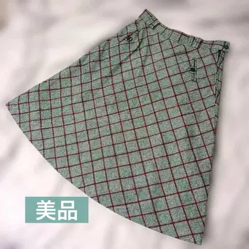 구제 의류 체크 플레어 스커트 가을 겨울