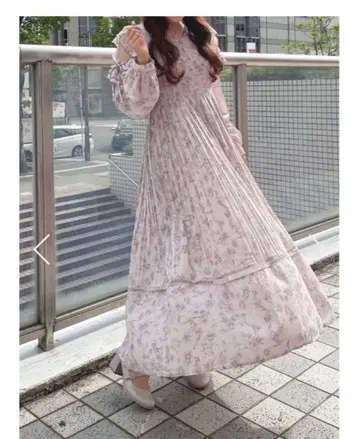 evelyn 오리지널 꽃무늬 플리츠 원피스 핑크