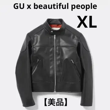 GU x beautiful people 싱글 라이더 블루종 블랙