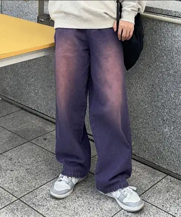 [ PICSAS ] 빈티지 컬러 와이드 데님 팬츠