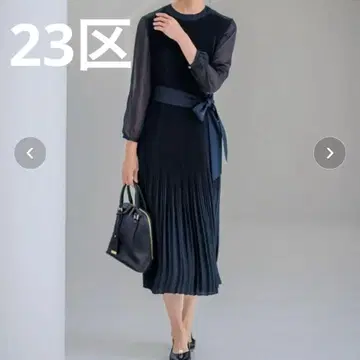 23구 샤이니 암젠 플리츠 원피스 네이비