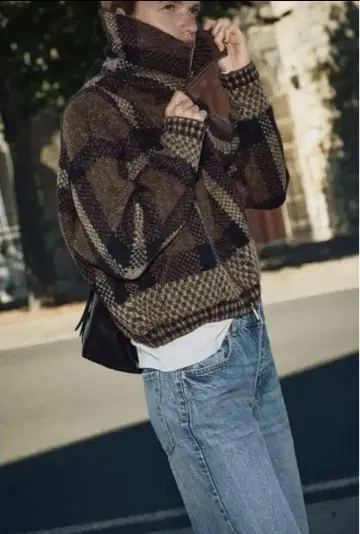 ZARA 체커 봄버 자켓 M size