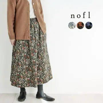 새상품급 nofl 노풀 코듀로이 보타니컬 A라인 스커트 브라운 프리