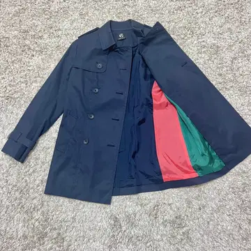 새상품급 폴스미스 트렌치코트 네이비 멀티 컬러 더블 브레스트 면