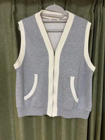 BEAMS BOY 그레이 아이보리 집업 베스트