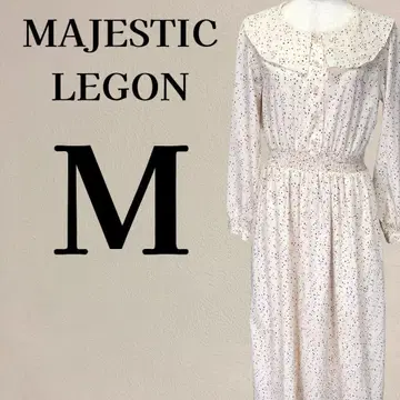 [새상품급] 마제스틱 레곤 올 패턴 빅 칼라 롱 원피스 M