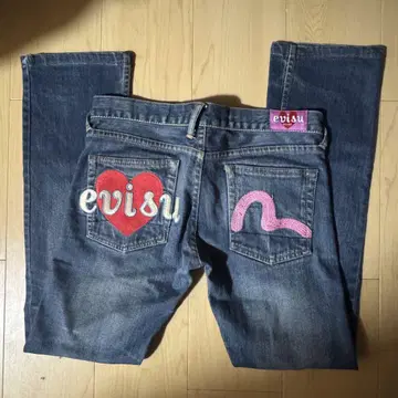 evisu 데님 청바지 하트 자수