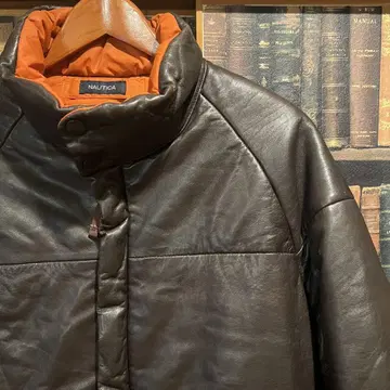 NAUTICA 리버서블 브라운 가죽 자켓 노티카