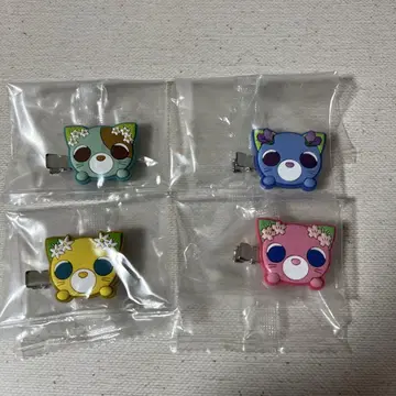 브라운 고양이 헤어 클립 4개 세트