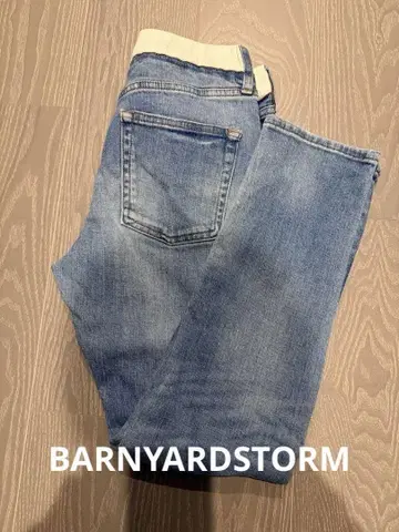 BARNYARDSTORM 라이트 블루 데미지 데님 팬츠 허리 밴딩