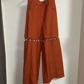PUBLIC TOKYO 오렌지 와이드 팬츠 레이스업 디자인