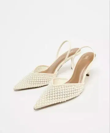 ZARA 모조 진주 슬링백 슈즈 36