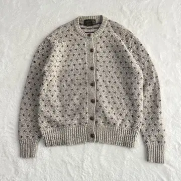 에디바우어 블랙택 니트 가디건 페어아일 패턴 싸개 단추 L