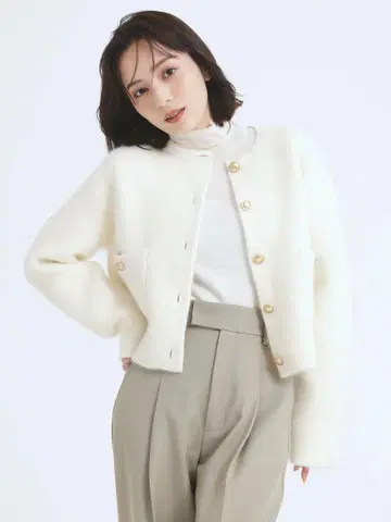 anuans 라쿤 블렌드 노카라 니트 자켓