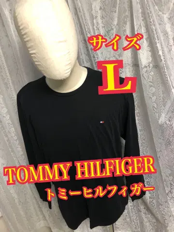 TOMMY HILFIGER 롱 T 티셔츠 긴팔 자수 로고 블랙 L 사이즈