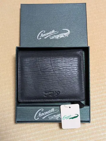 Crocodile 블랙 가죽 접이식 지갑