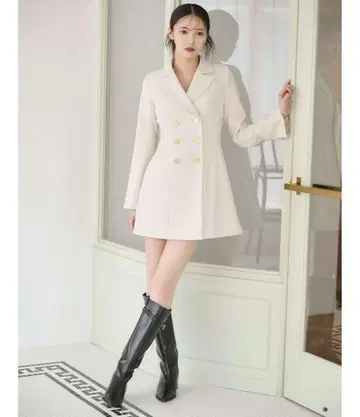 MERCURYDUO 2WAY 핏앤플레어 자켓 원피스 아이보리