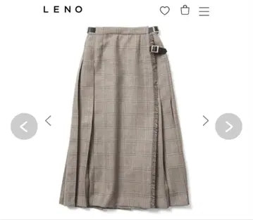 미사용 [ LENO ] 롱 스커트 체크 무늬 플리츠 울