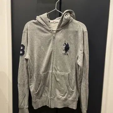 USPA 그레이 풀 집업 후드티