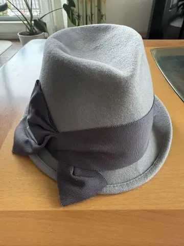 그레이 울 100% 리본 햇