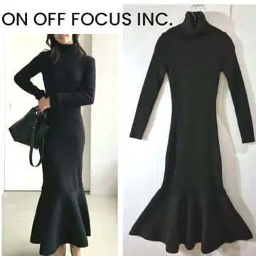 ON OFF FOCUS INC. 하이넥 롱 페플럼 원피스 BLACK