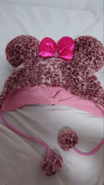 미니 마우스 귀도리 모자 38cm 레오파드 무늬 팬캡